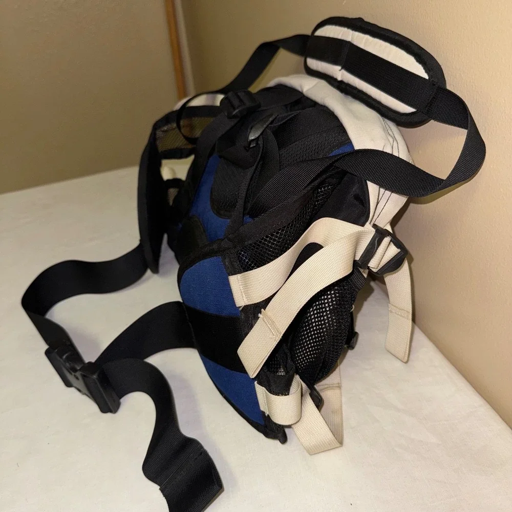 REI Lumbar Waist Pack Hiking Bag Blue Beige Black Mesh Pockets Adjustable Strap*